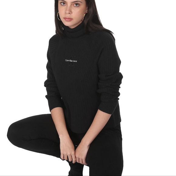 Calvin Klein Jeans Black turtleneck knit sweater - Picture 2 of 5